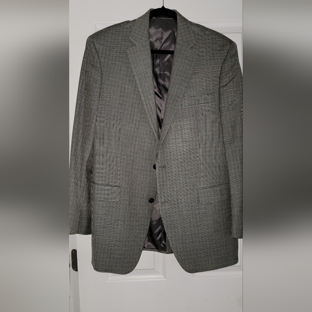 Men's Blazer - Ralph Lauren herringbone plaid blue/brown size 44L.